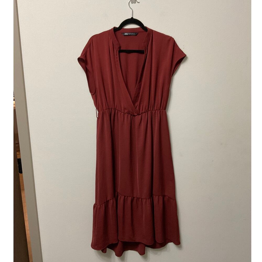 Zara Womens Midi Dress Sleeveless Dress Red Sz XL